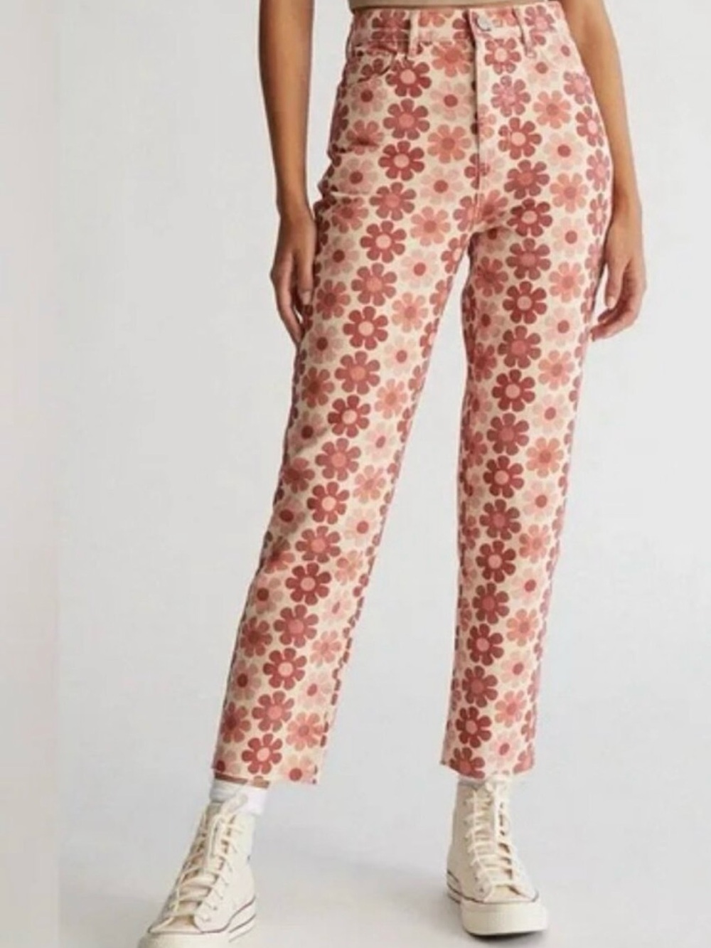 Pacsun Boho Eco Flower High-Rise Straight Leg Jeans